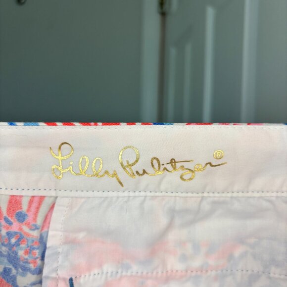 LILLY PULITZER Buttercup Short Womens 8 Pink Blue Floral Pocket Scalloped Summer - Picture 8 of 8